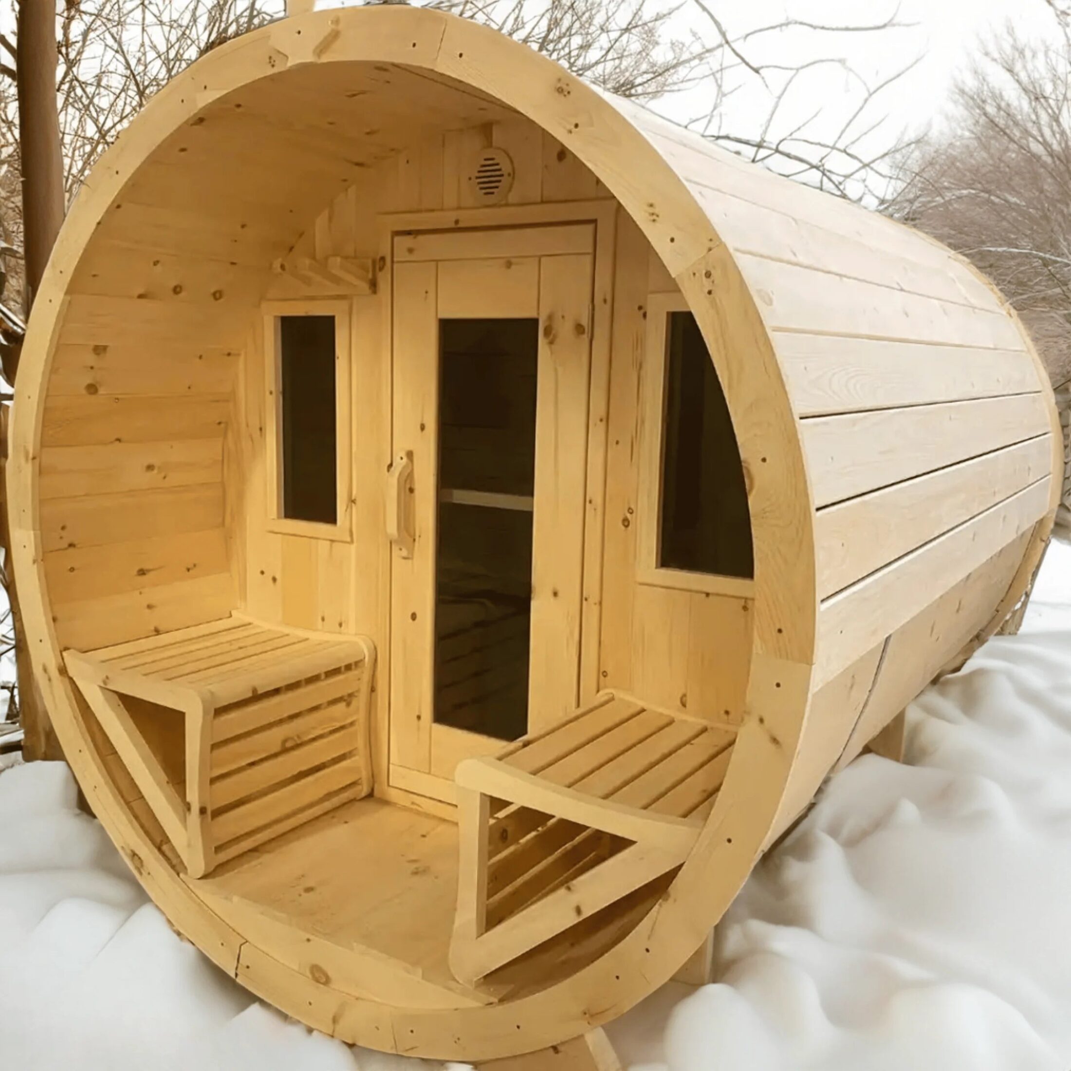 True North 8 Person 10' Long Barrel Sauna - Image 4